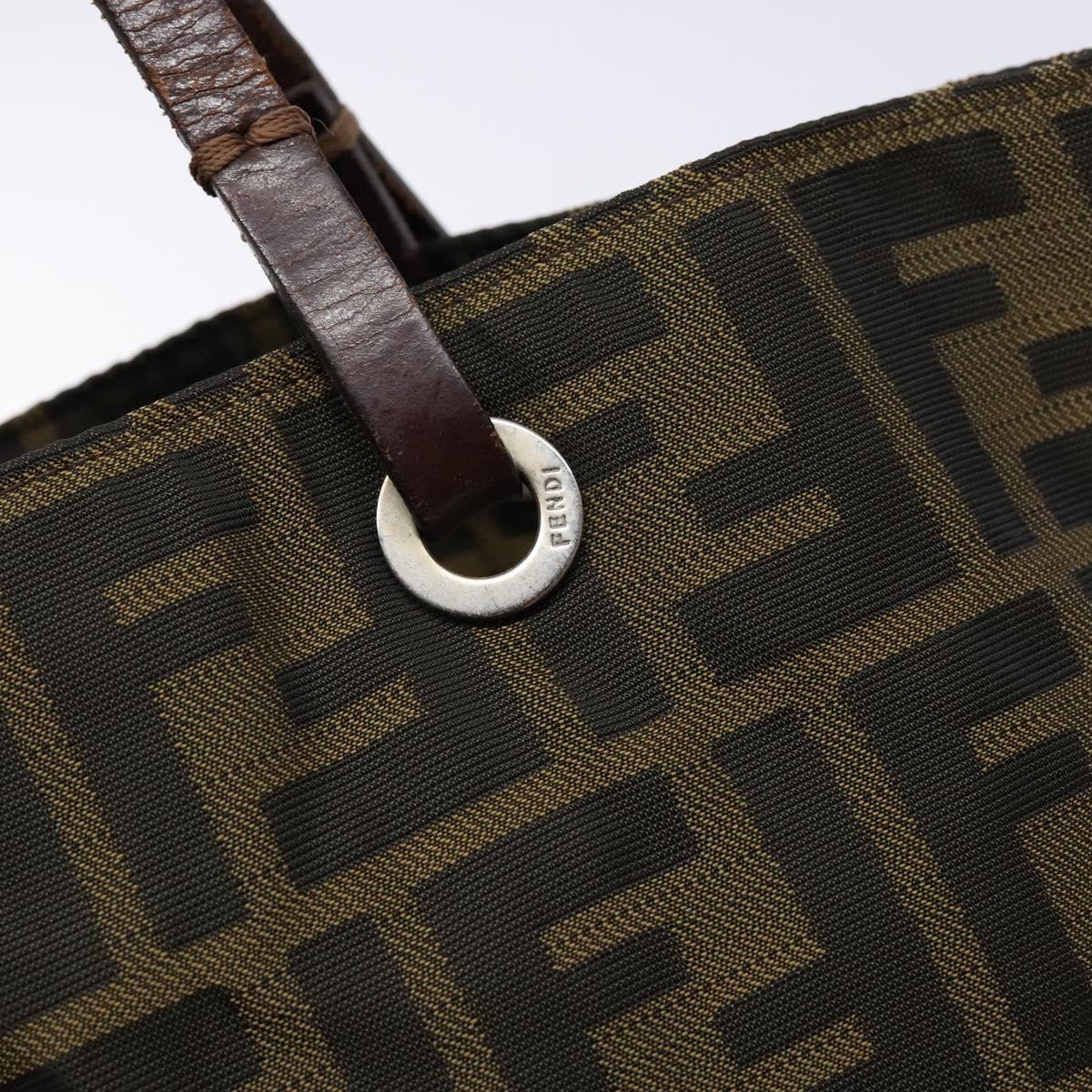 FENDI Zucca Canvas Hand Bag Black Khaki Auth 137851