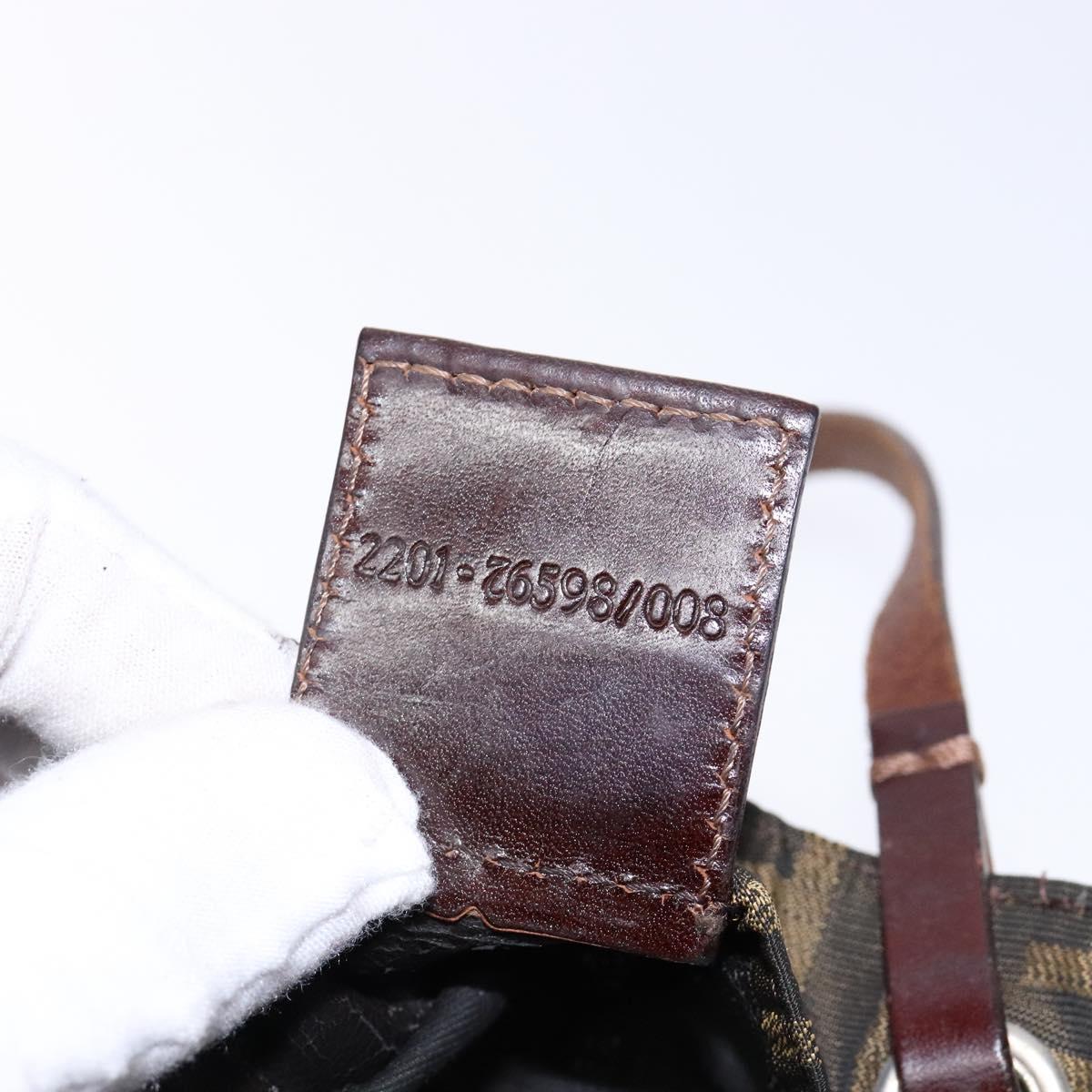 FENDI Zucca Canvas Hand Bag Black Khaki Auth 137851
