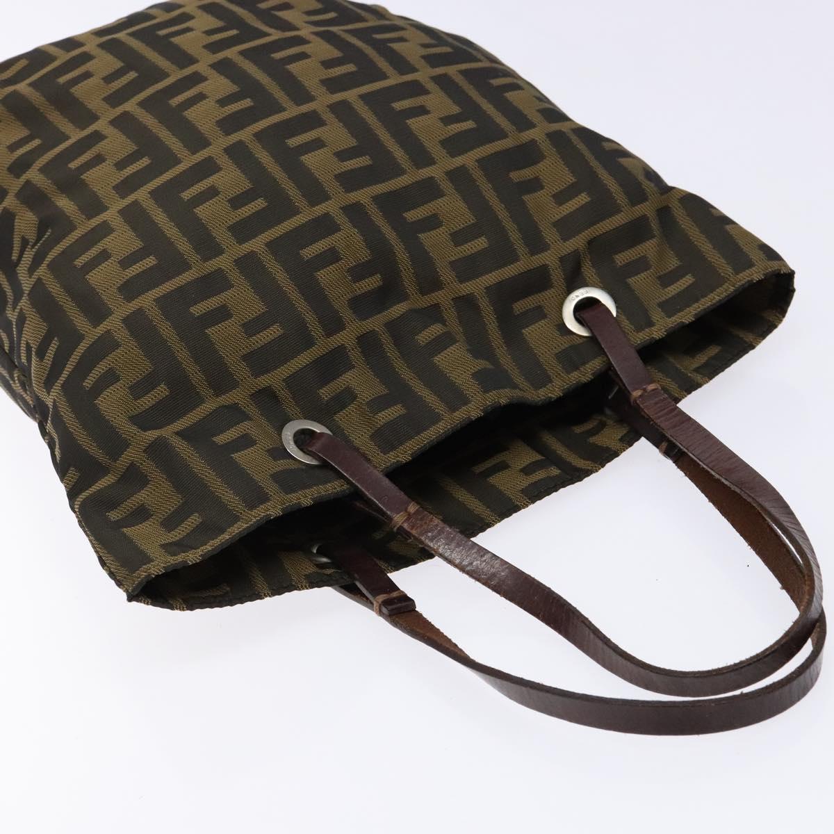 FENDI Zucca Canvas Hand Bag Black Khaki Auth 137851