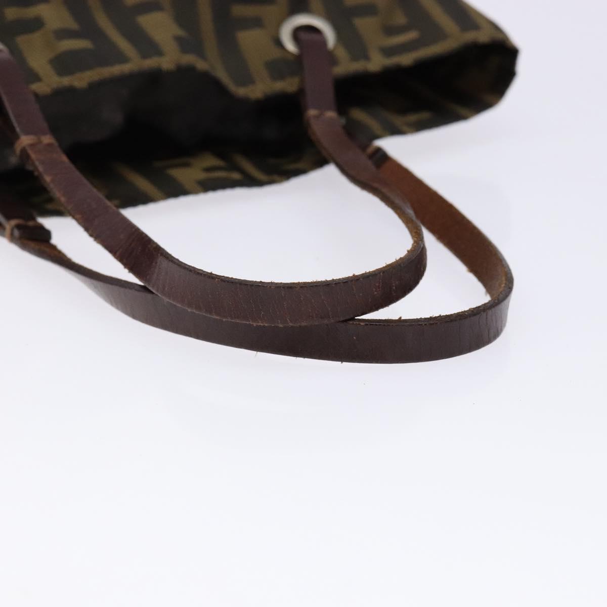 FENDI Zucca Canvas Hand Bag Black Khaki Auth 137851