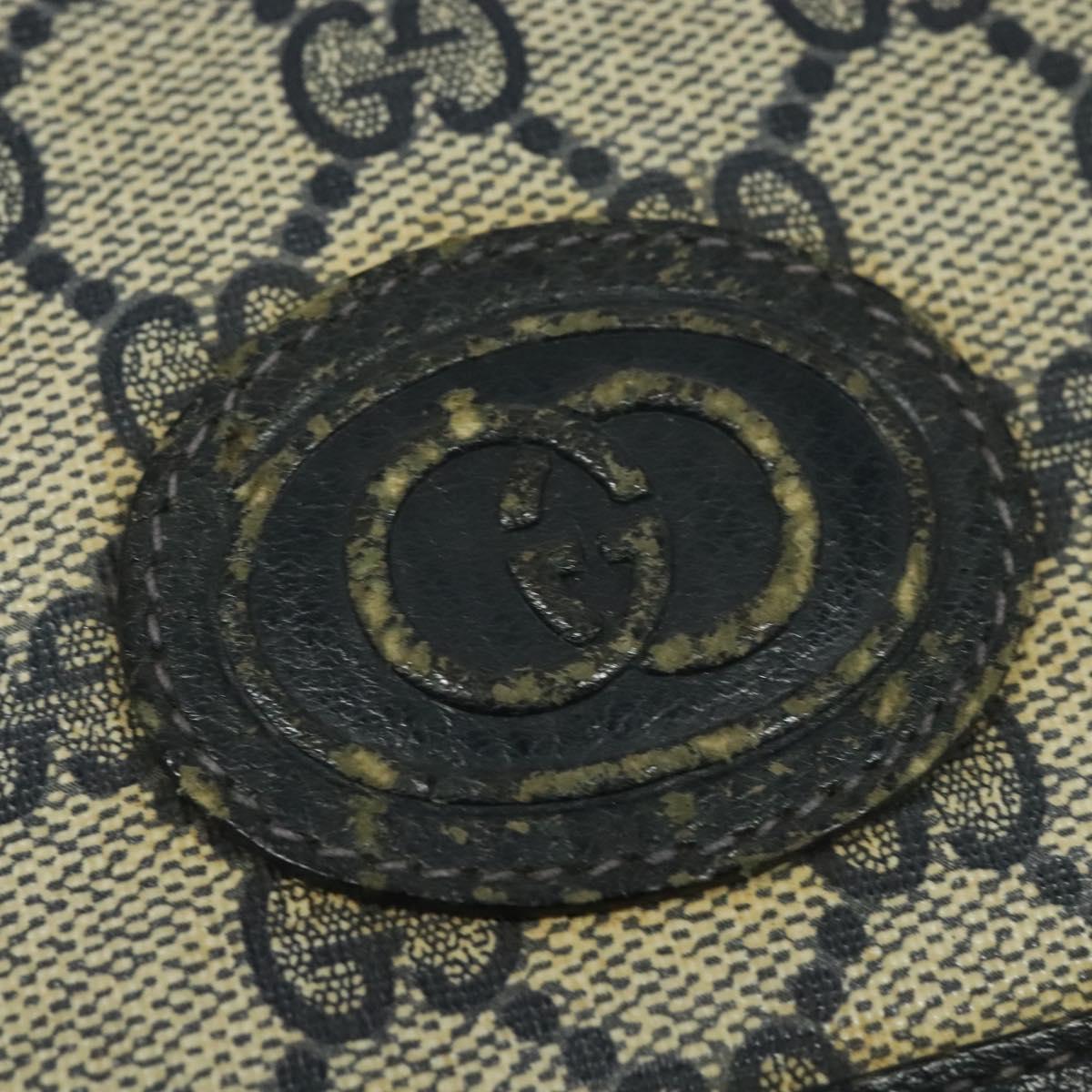 GUCCI GG Supreme Shoulder Bag PVC Navy Gold Auth 137864