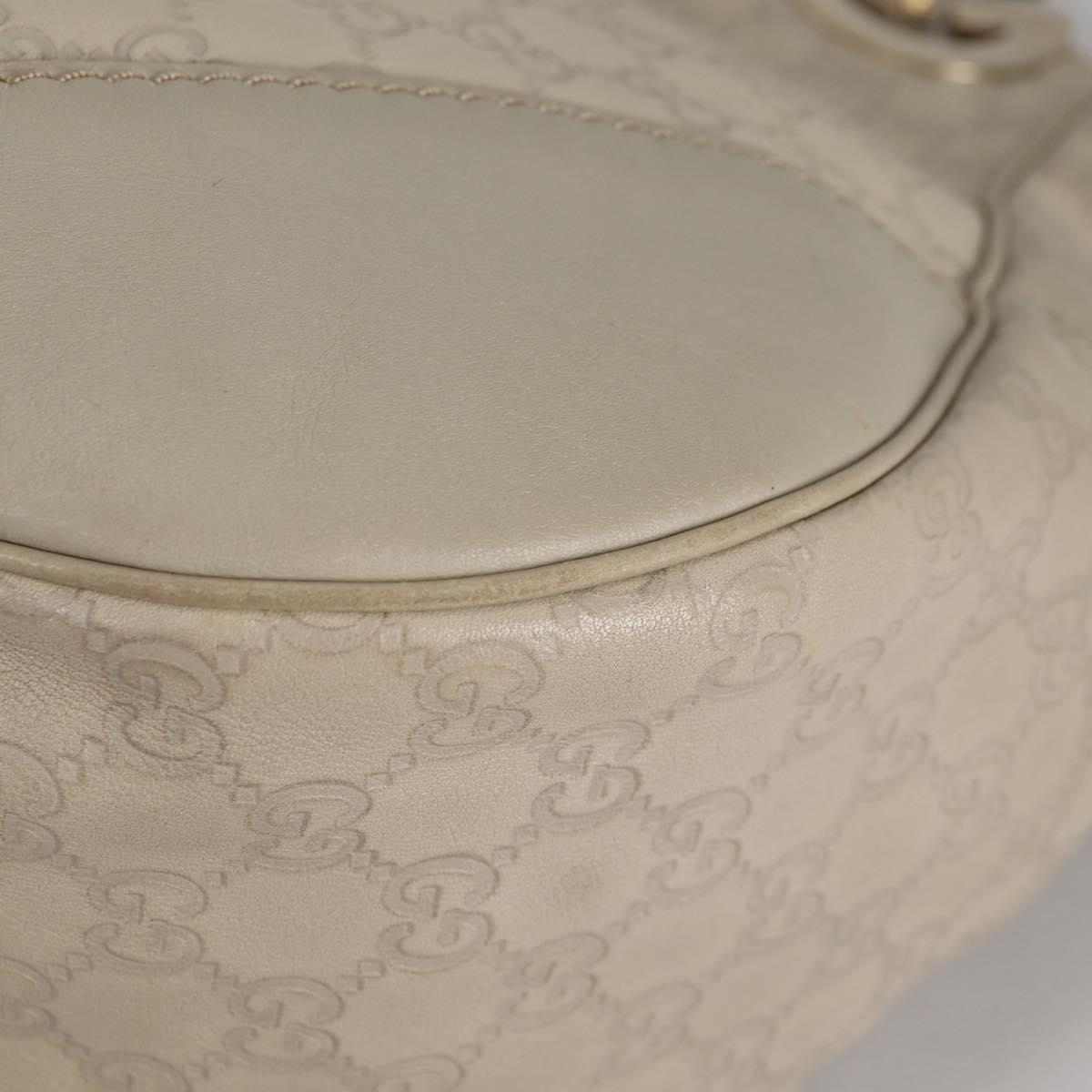 GUCCI GG Canvas Guccissima Shoulder Bag Leather Gold White 203504 Auth 137866