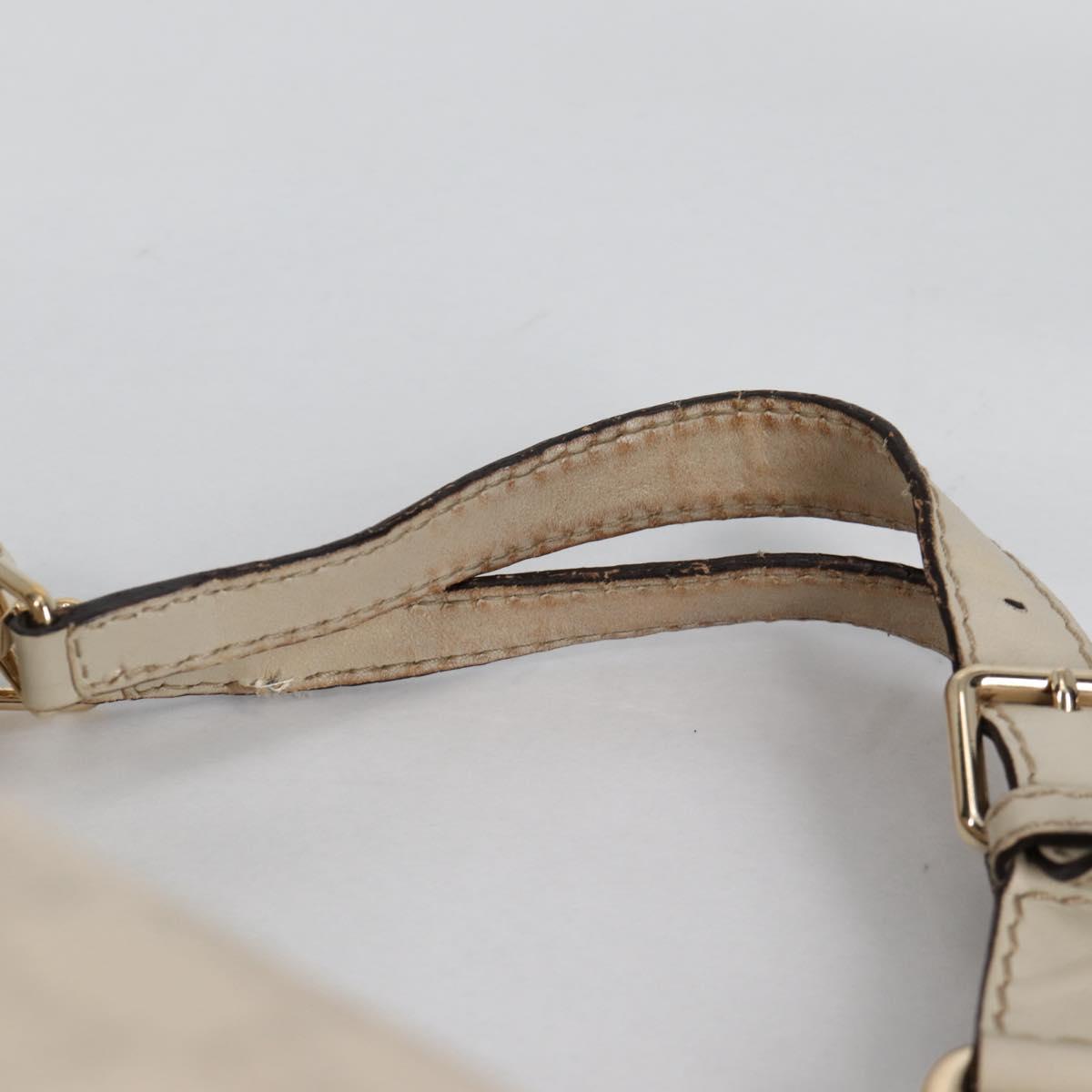 GUCCI GG Canvas Guccissima Shoulder Bag Leather Gold White 203504 Auth 137866