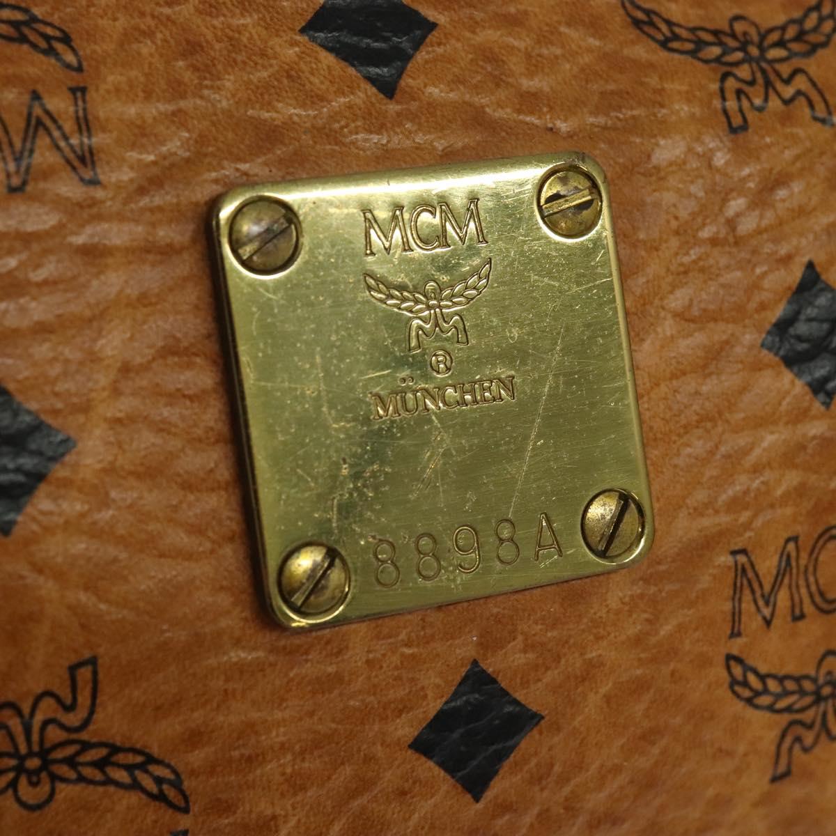 MCM Logogram Vicetos Boston Bag PVC Leather Brown Gold Auth 137869