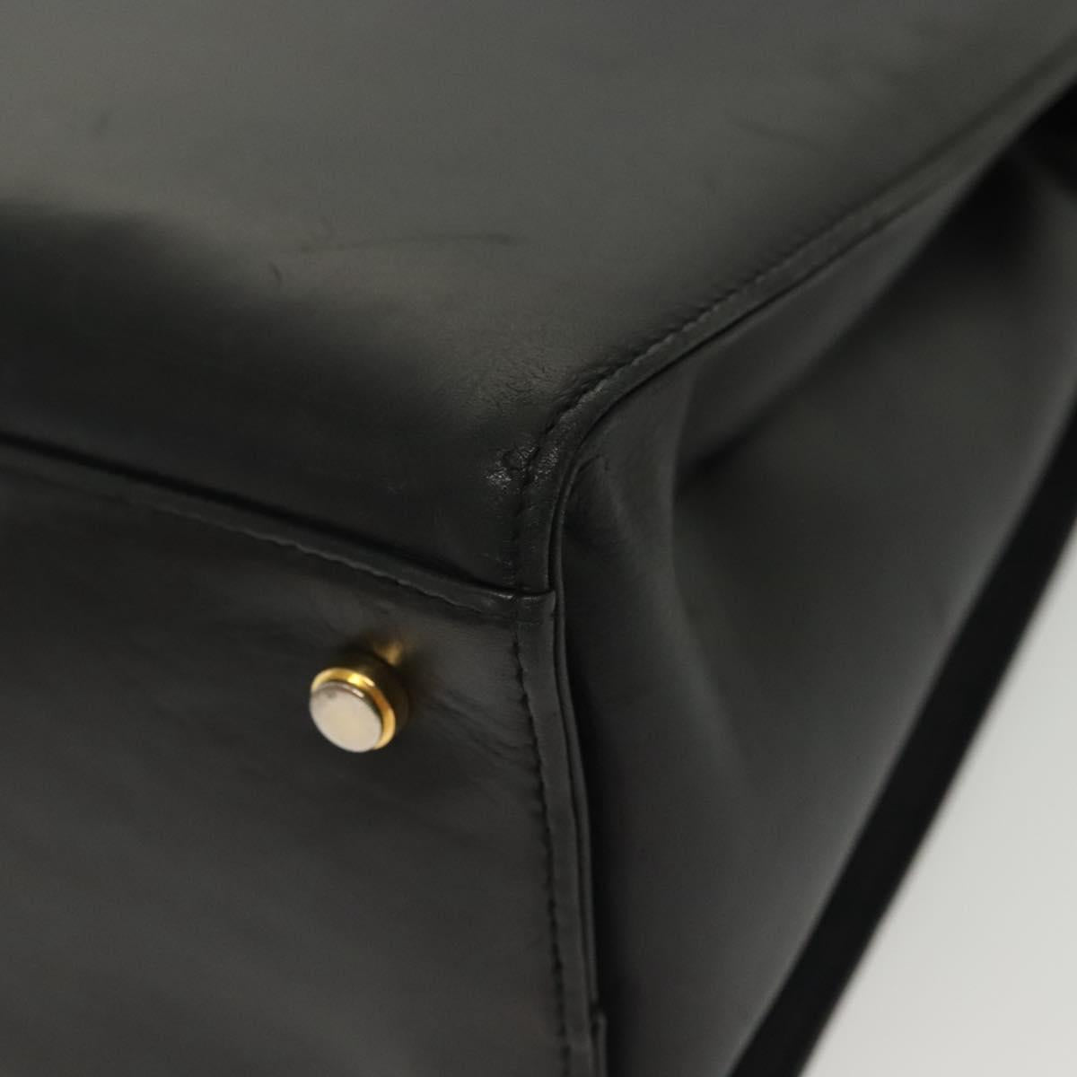 Salvatore Ferragamo Gancini Shoulder Bag Leather Black Gold Auth 137871