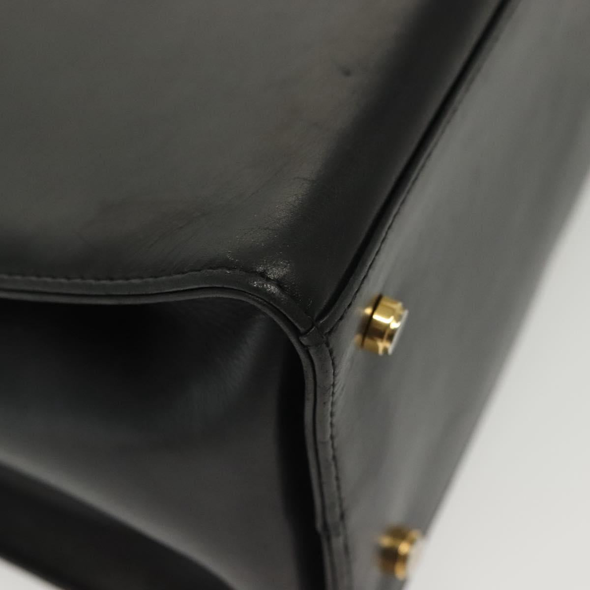 Salvatore Ferragamo Gancini Shoulder Bag Leather Black Gold Auth 137871