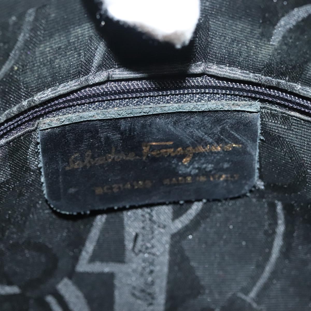 Salvatore Ferragamo Gancini Shoulder Bag Leather Black Gold Auth 137871
