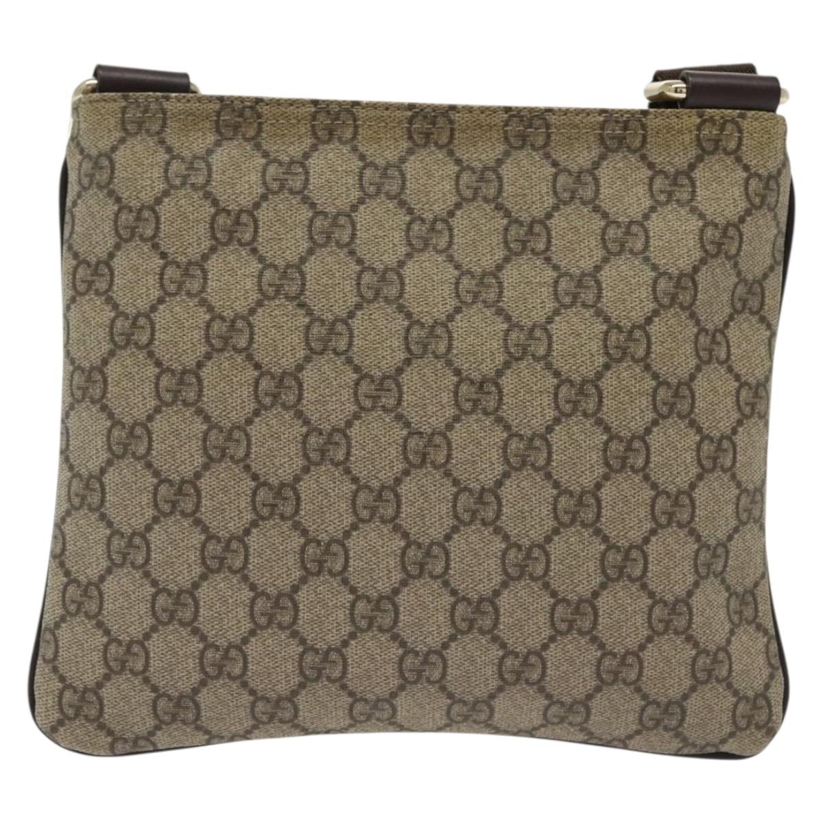 GUCCI GG Supreme Shoulder Bag PVC Beige Gold 201538 Auth 137883
