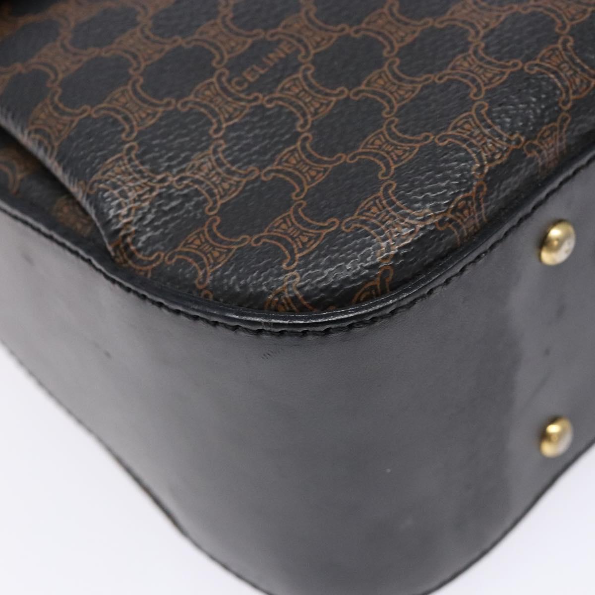 CELINE Macadam Canvas Hand Bag PVC Leather Black Gold Auth 137885A