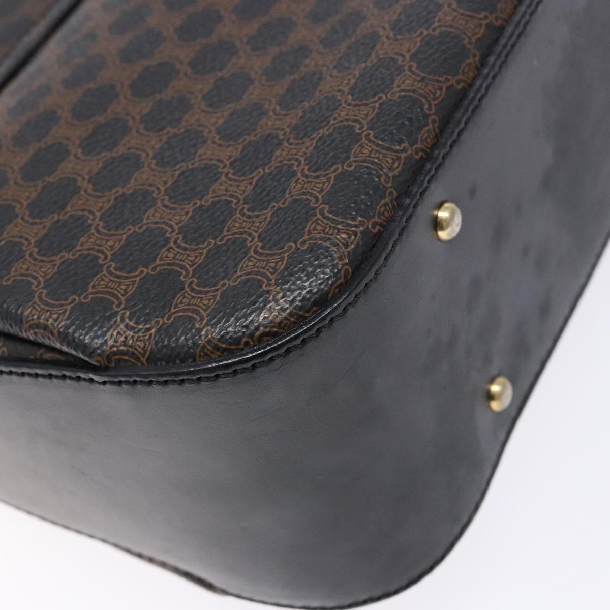 CELINE Macadam Canvas Hand Bag PVC Leather Black Gold Auth 137885A