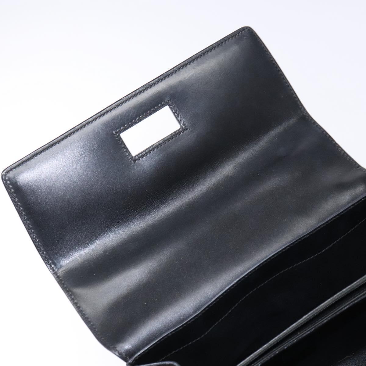CELINE Macadam Canvas Hand Bag PVC Leather Black Gold Auth 137885A