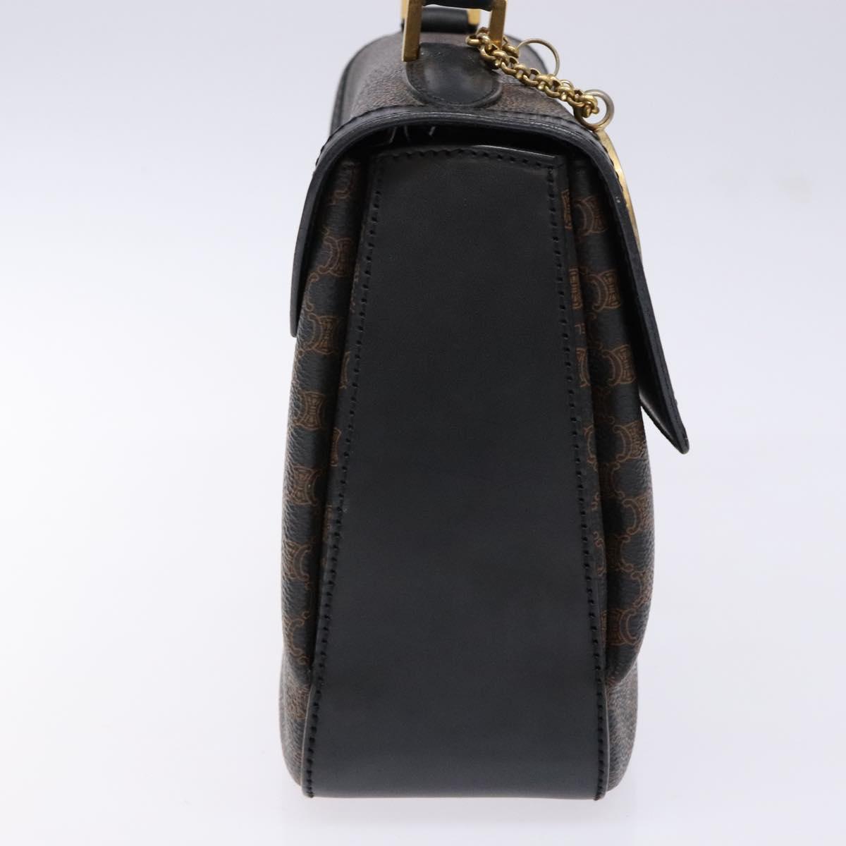 CELINE Macadam Canvas Hand Bag PVC Leather Black Gold Auth 137885A