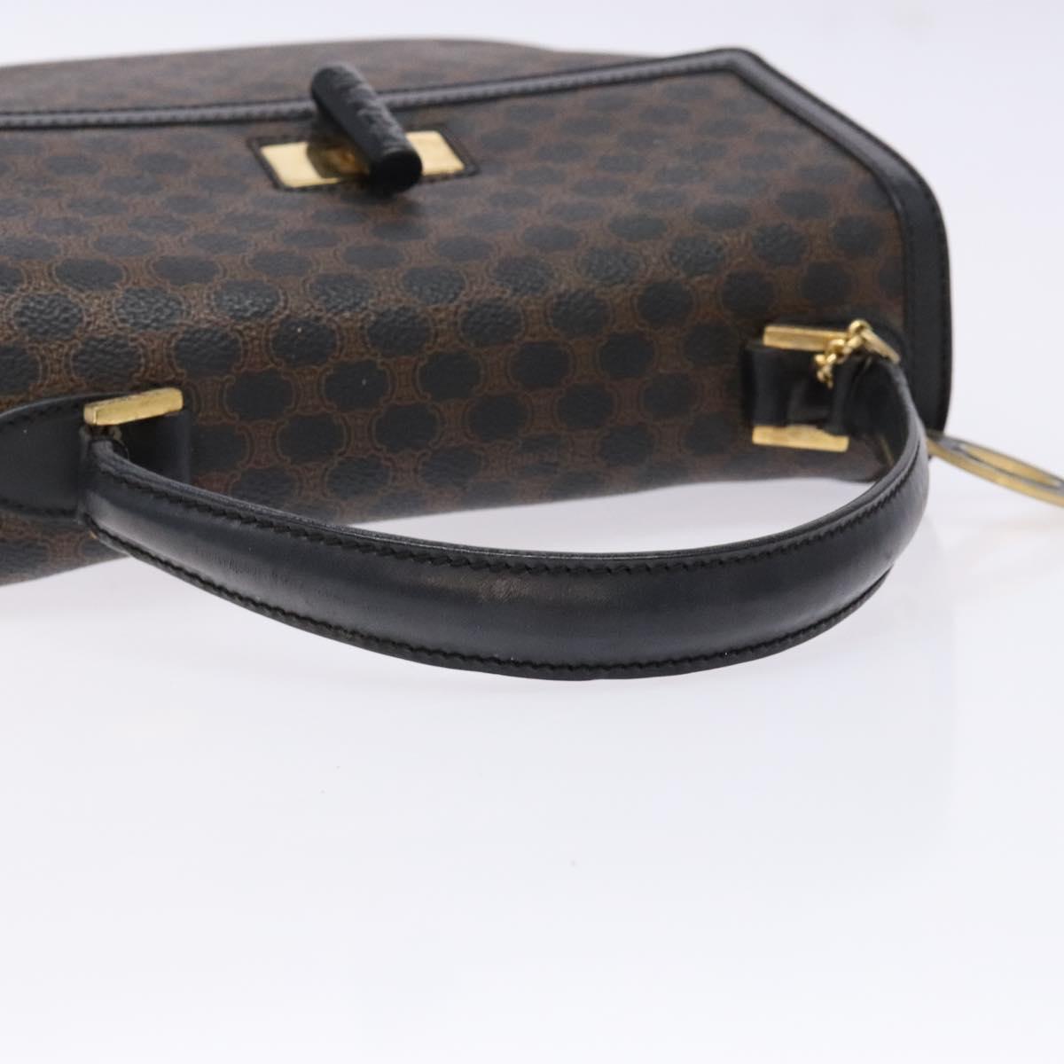 CELINE Macadam Canvas Hand Bag PVC Leather Black Gold Auth 137885A