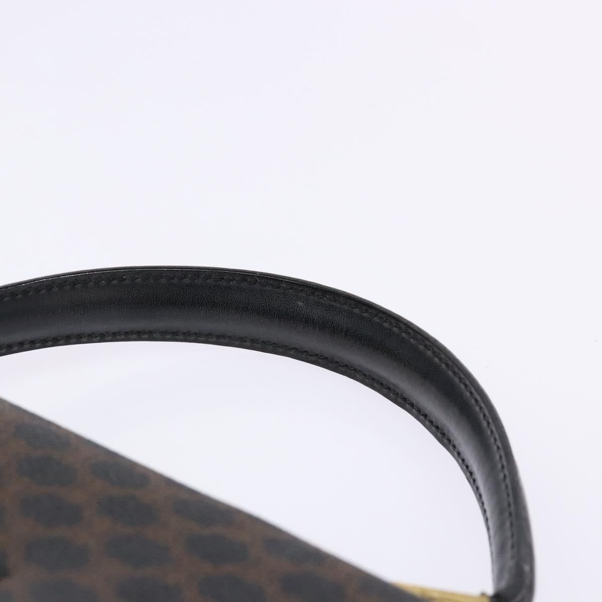 CELINE Macadam Canvas Hand Bag PVC Leather Black Gold Auth 137885A