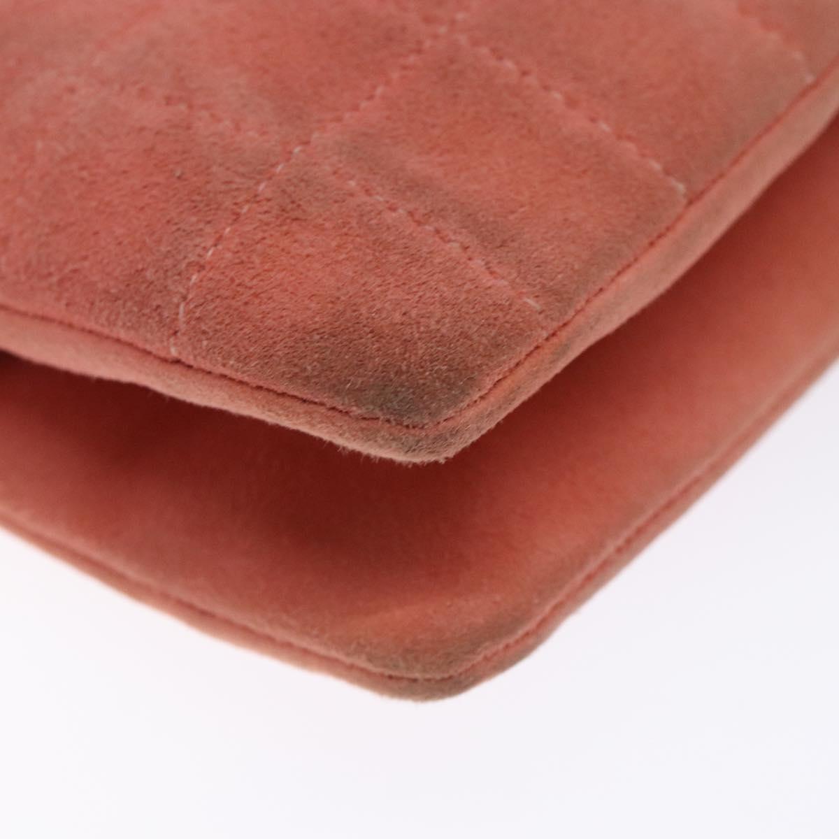 CHANEL Chain 2.55 Choco Bar Shoulder Bag Suede Pink Silver CC Auth 137890