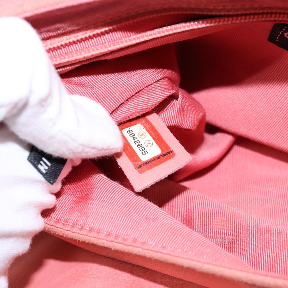 CHANEL Chain 2.55 Choco Bar Shoulder Bag Suede Pink Silver CC Auth 137890