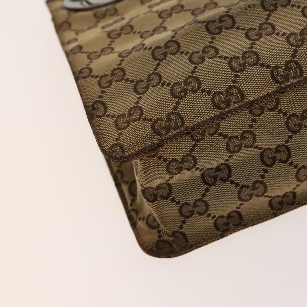 GUCCI GG Canvas Shoulder Bag Beige Silver 120841 Auth 137892