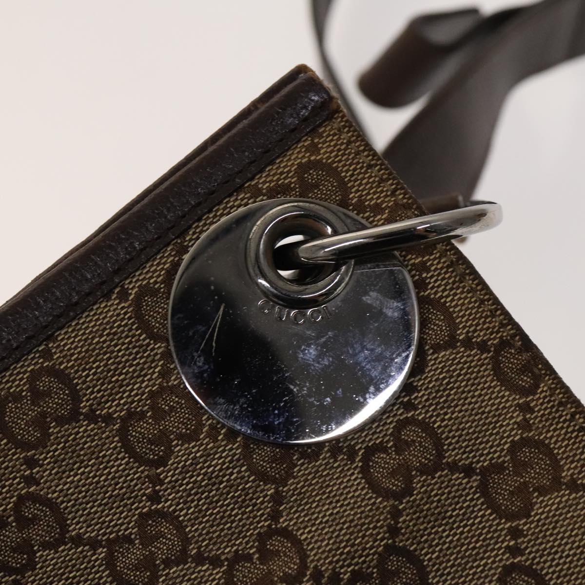 GUCCI GG Canvas Shoulder Bag Beige Silver 120841 Auth 137892