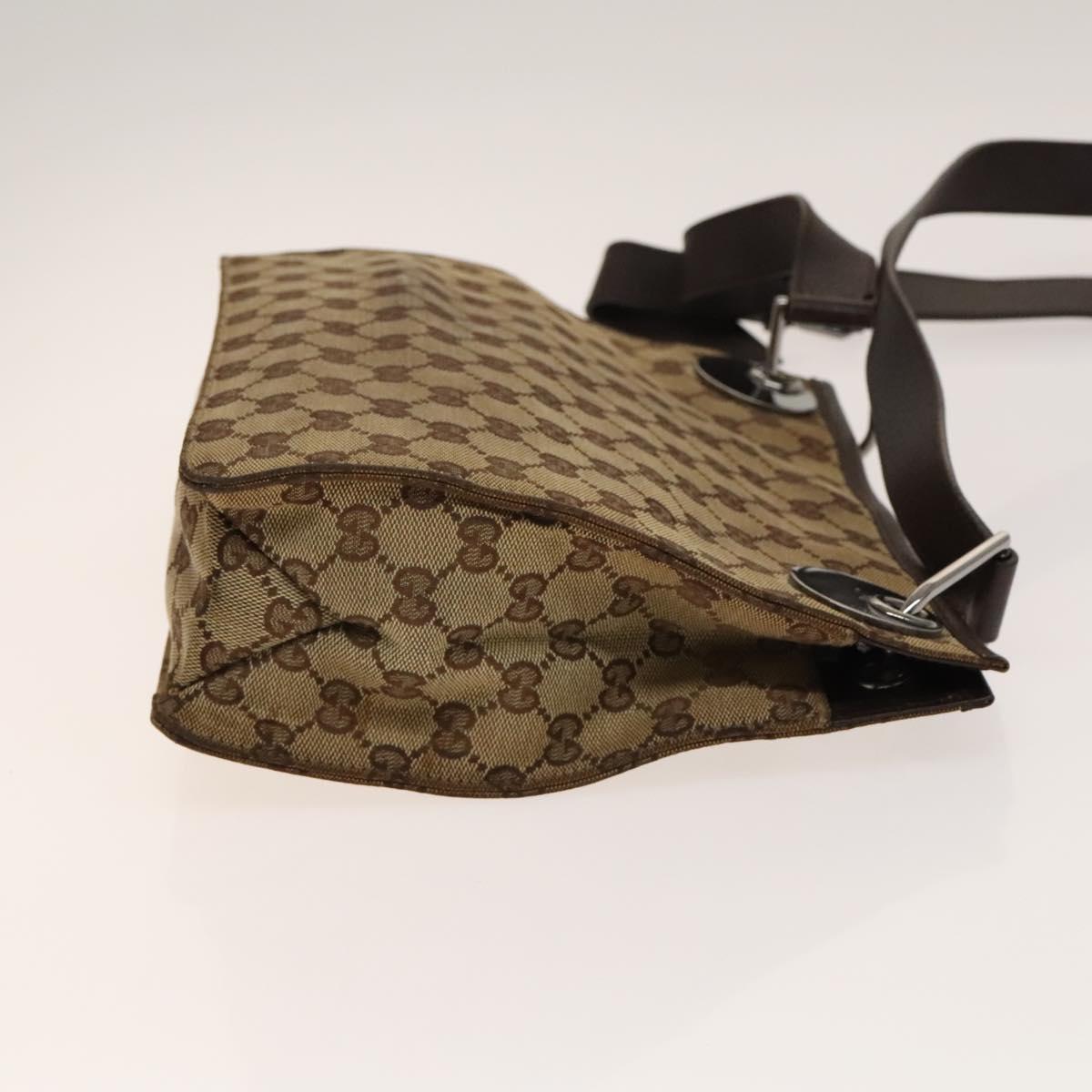 GUCCI GG Canvas Shoulder Bag Beige Silver 120841 Auth 137892