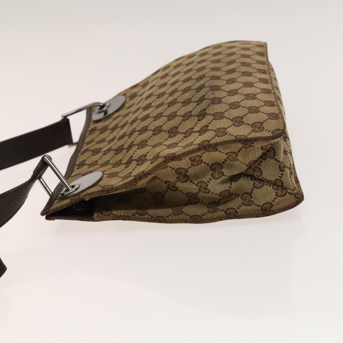 GUCCI GG Canvas Shoulder Bag Beige Silver 120841 Auth 137892