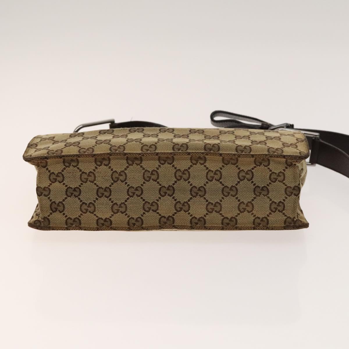 GUCCI GG Canvas Shoulder Bag Beige Silver 120841 Auth 137892