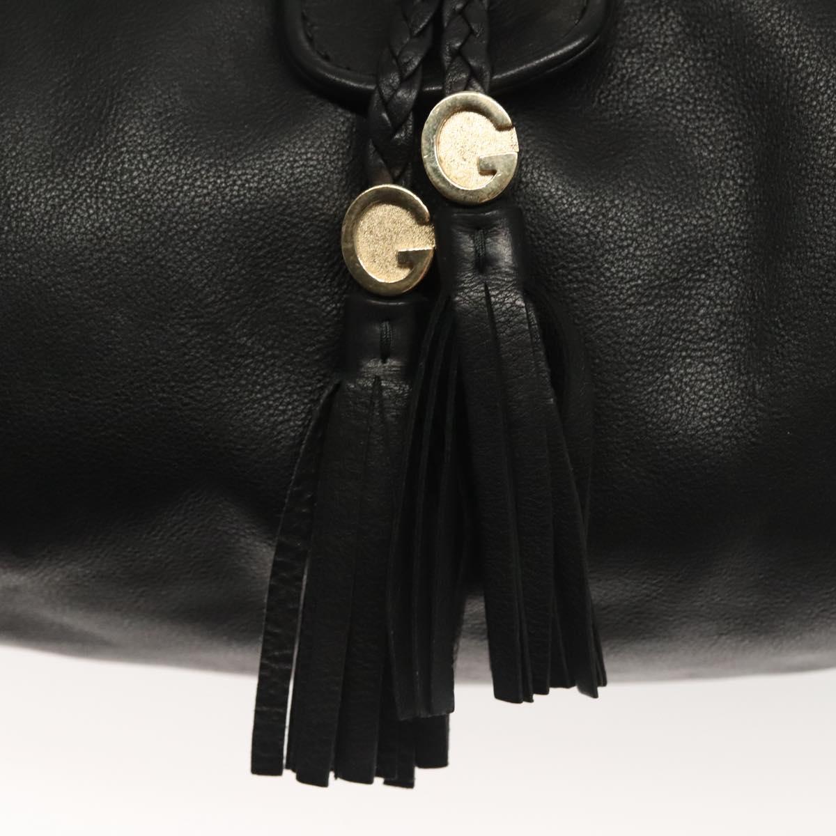 GUCCI Marrakech Tote Bag Leather Black Gold 257029 Auth 137913