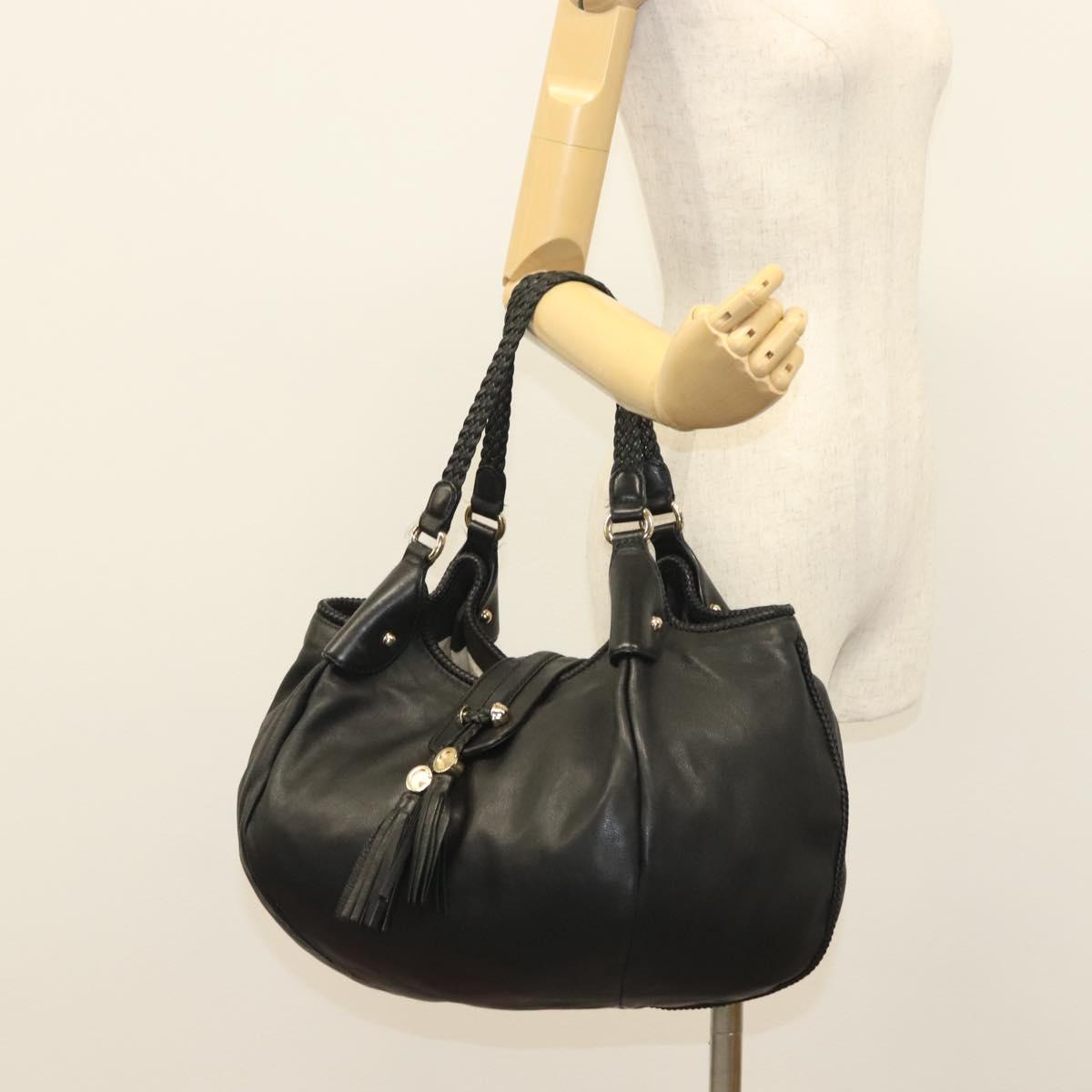 GUCCI Marrakech Tote Bag Leather Black Gold 257029 Auth 137913