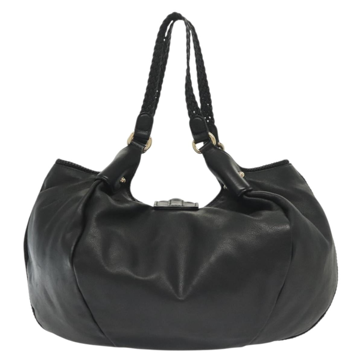GUCCI Marrakech Tote Bag Leather Black Gold 257029 Auth 137913