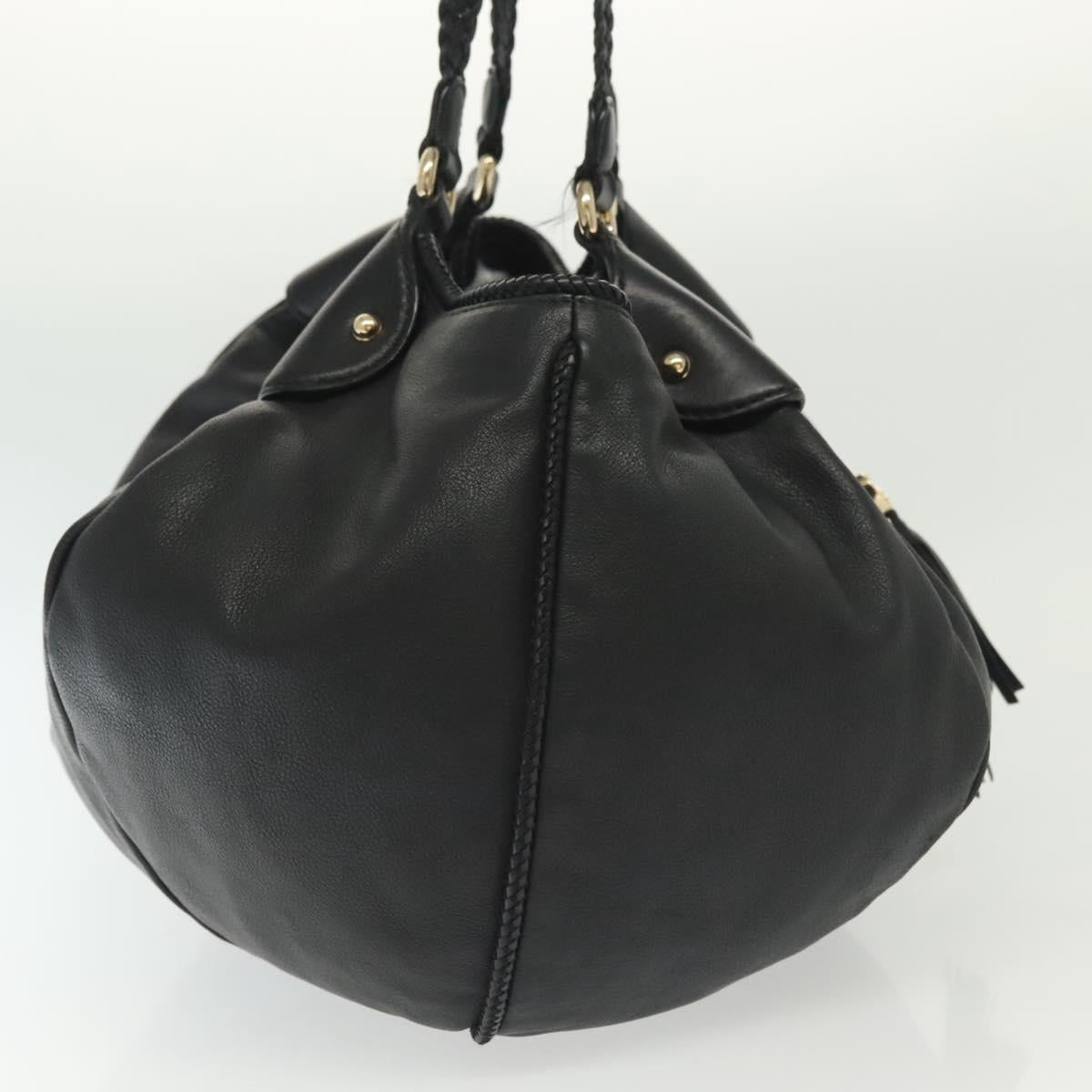 GUCCI Marrakech Tote Bag Leather Black Gold 257029 Auth 137913
