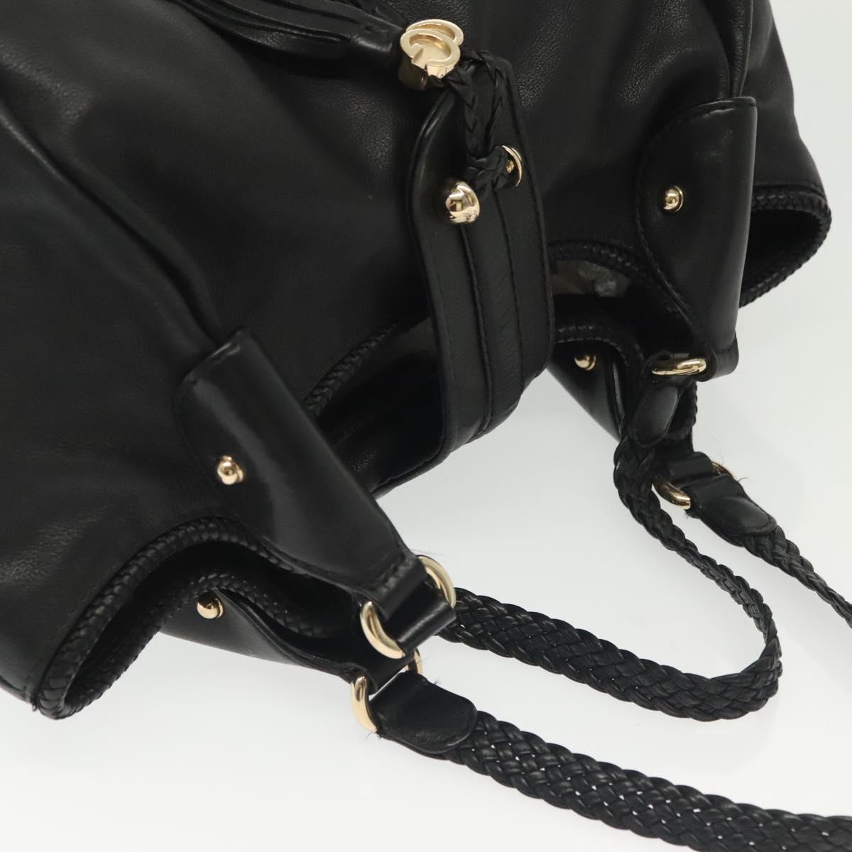 GUCCI Marrakech Tote Bag Leather Black Gold 257029 Auth 137913