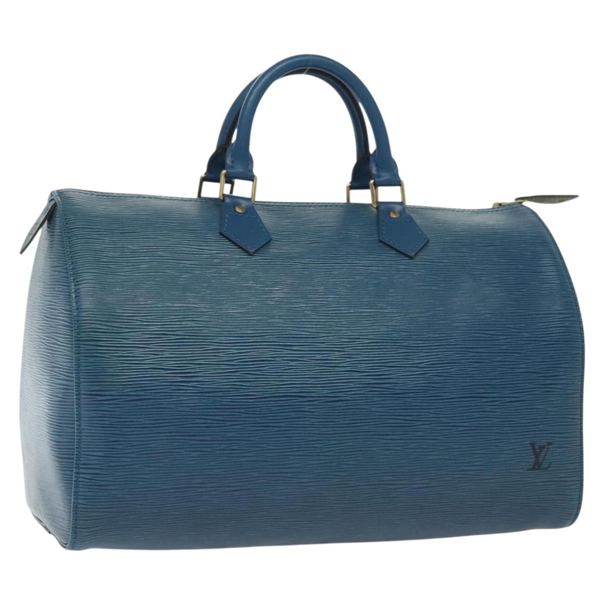 LOUIS VUITTON Epi Speedy 35 Hand Bag Toledo Blue M42995 LV Auth 137925