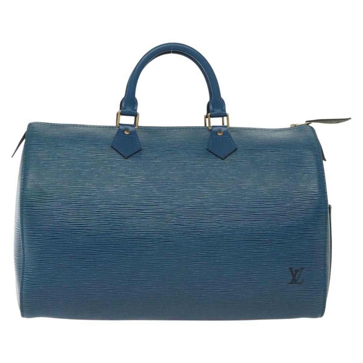 LOUIS VUITTON Epi Speedy 35 Hand Bag Toledo Blue M42995 LV Auth 137925