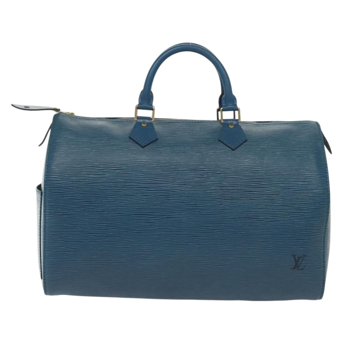 LOUIS VUITTON Epi Speedy 35 Hand Bag Toledo Blue M42995 LV Auth 137925