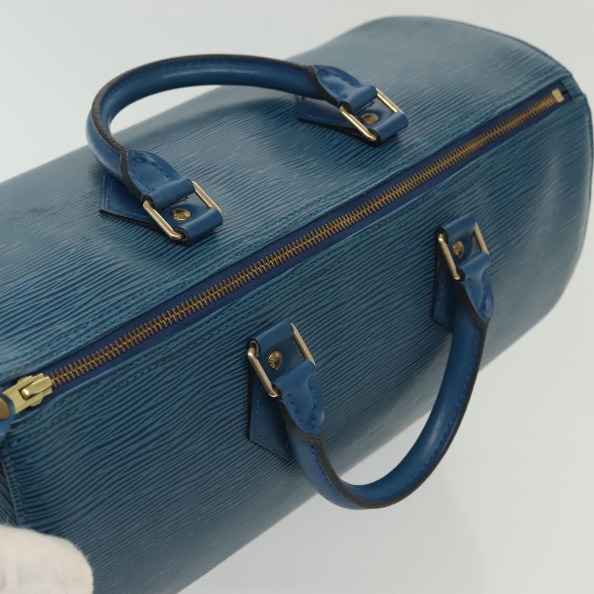 LOUIS VUITTON Epi Speedy 35 Hand Bag Toledo Blue M42995 LV Auth 137925