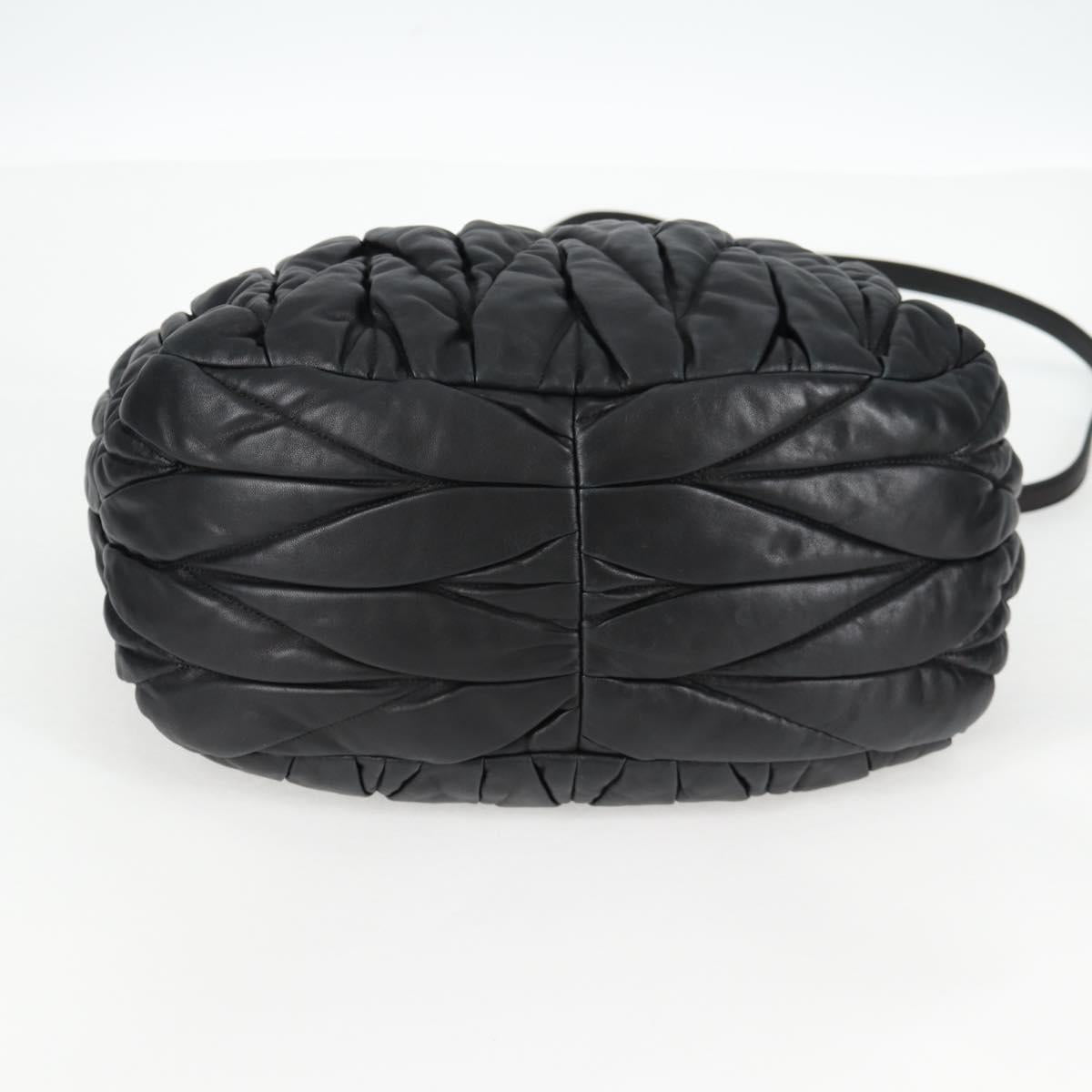 Miu Miu Matelasse Hand Bag Leather Black Gold Auth 137930A