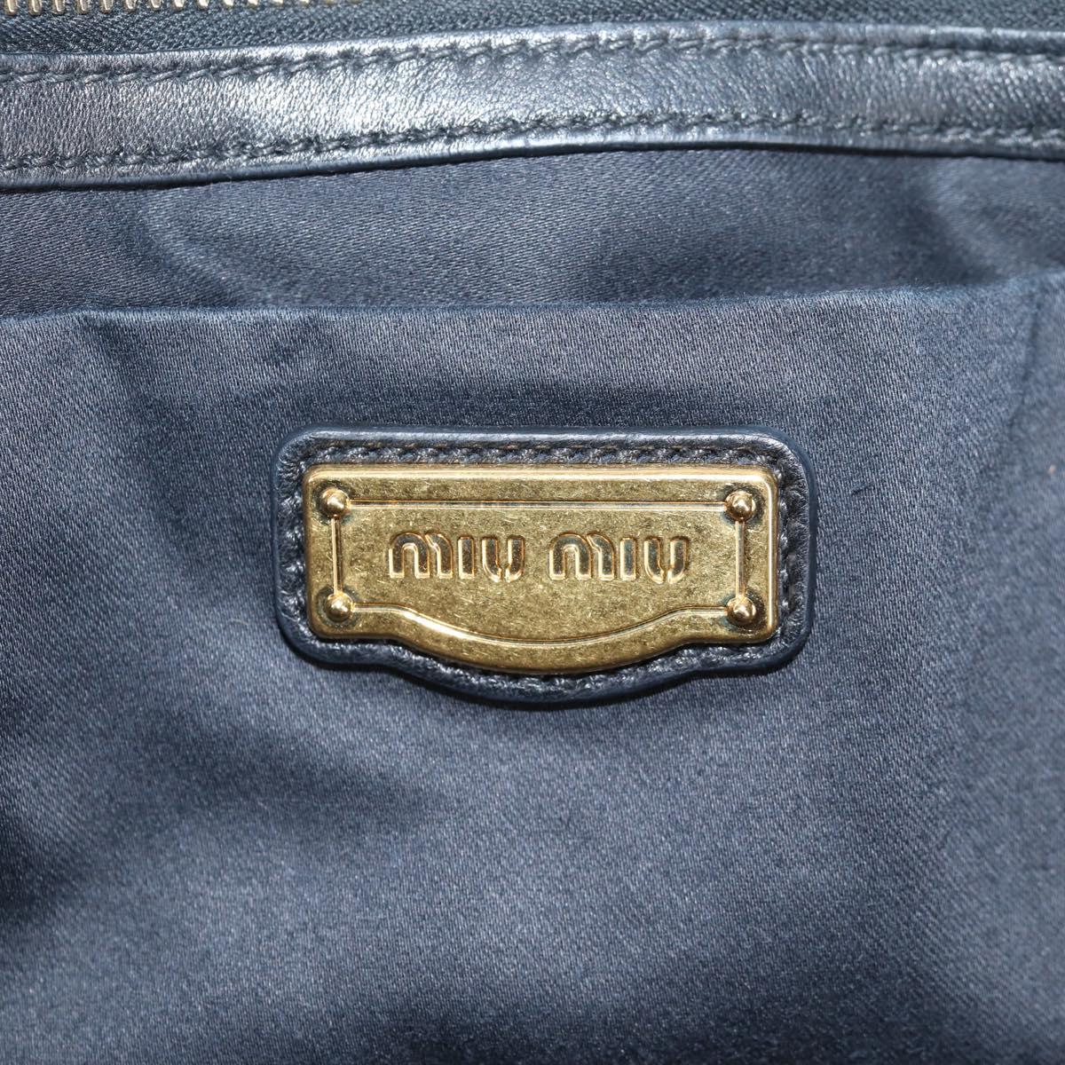 Miu Miu Matelasse Hand Bag Leather Black Gold Auth 137930A