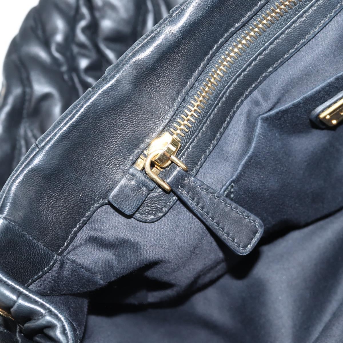 Miu Miu Matelasse Hand Bag Leather Black Gold Auth 137930A