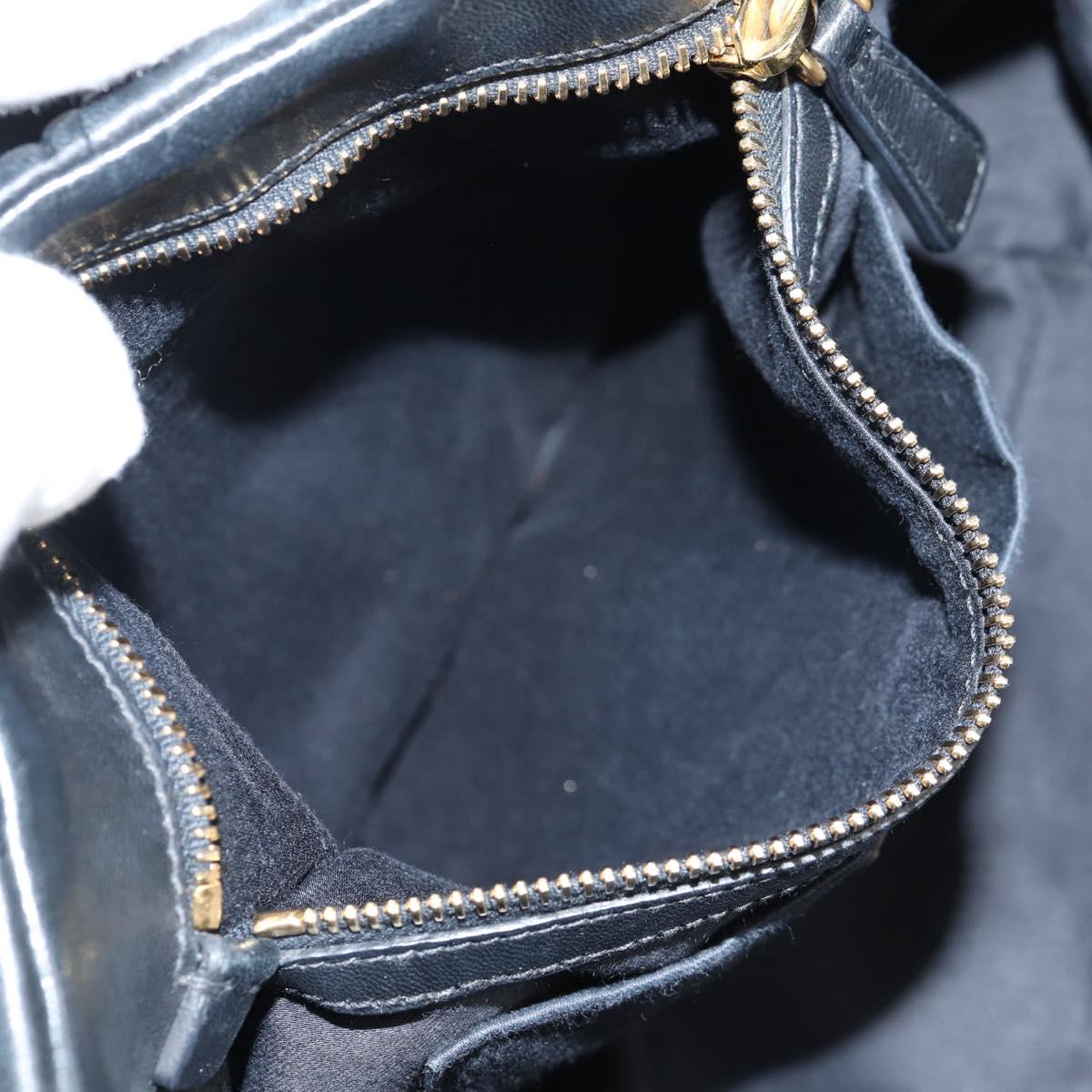 Miu Miu Matelasse Hand Bag Leather Black Gold Auth 137930A