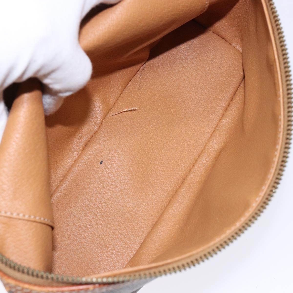 CELINE Macadam Canvas Vanity Pouch PVC Leather Brown Gold Auth 137943