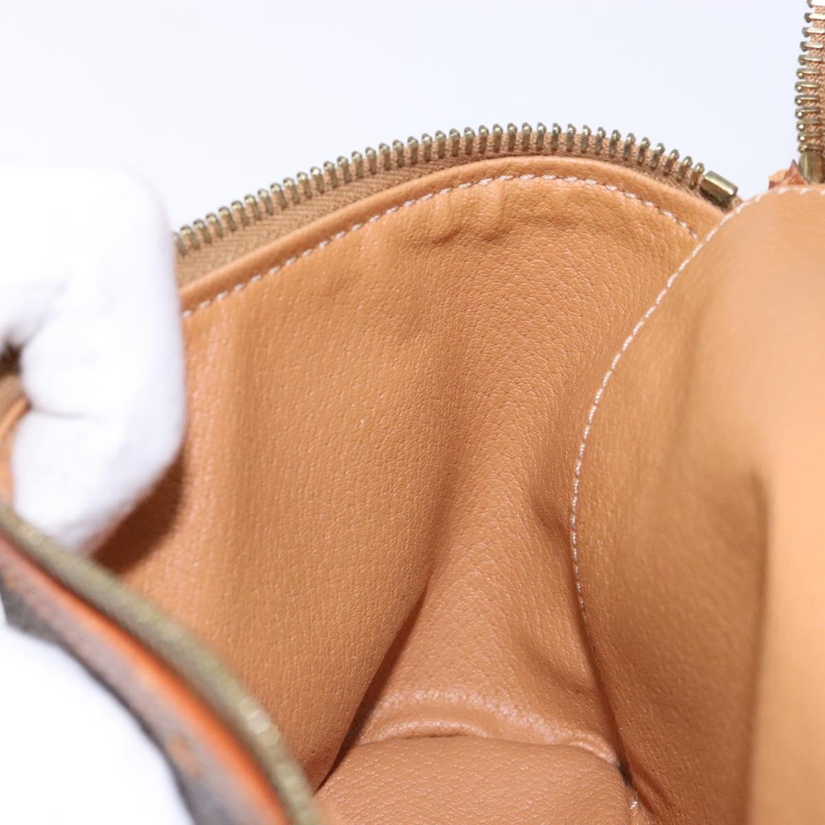 CELINE Macadam Canvas Vanity Pouch PVC Leather Brown Gold Auth 137943