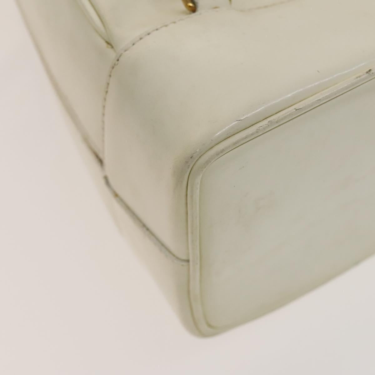GUCCI Bamboo Body Bag Patent leather White Gold 003 3444 0127 Auth 137949