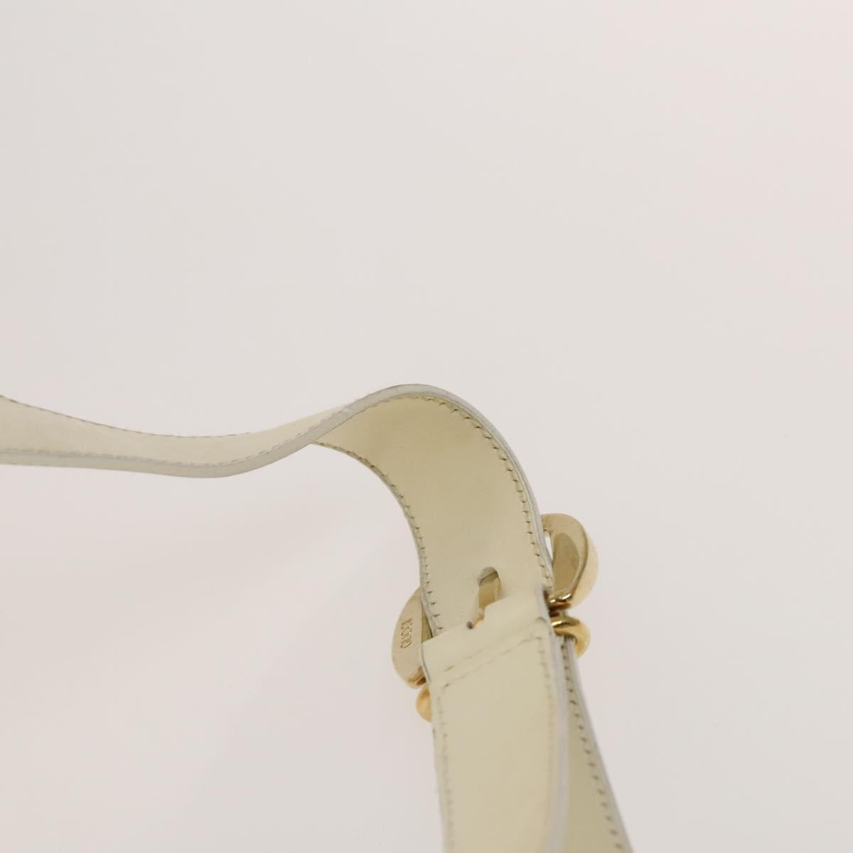 GUCCI Bamboo Body Bag Patent leather White Gold 003 3444 0127 Auth 137949