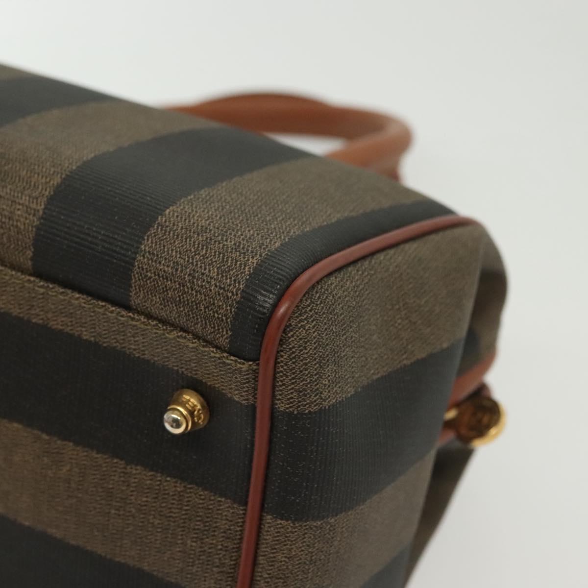 FENDI Pecan Canvas Hand Bag Black Brown Auth 137967