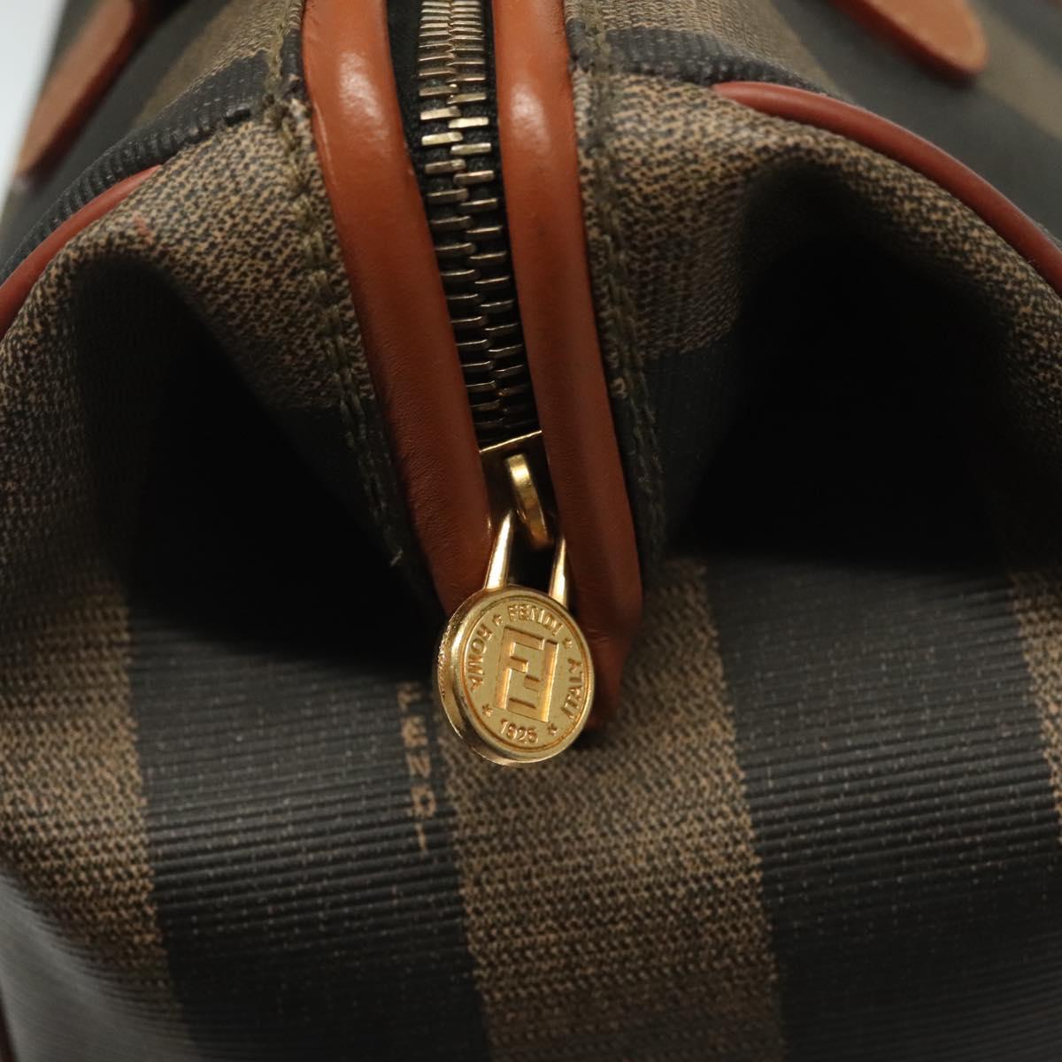 FENDI Pecan Canvas Hand Bag Black Brown Auth 137967