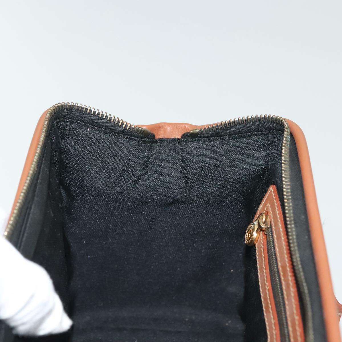 FENDI Pecan Canvas Hand Bag Black Brown Auth 137967