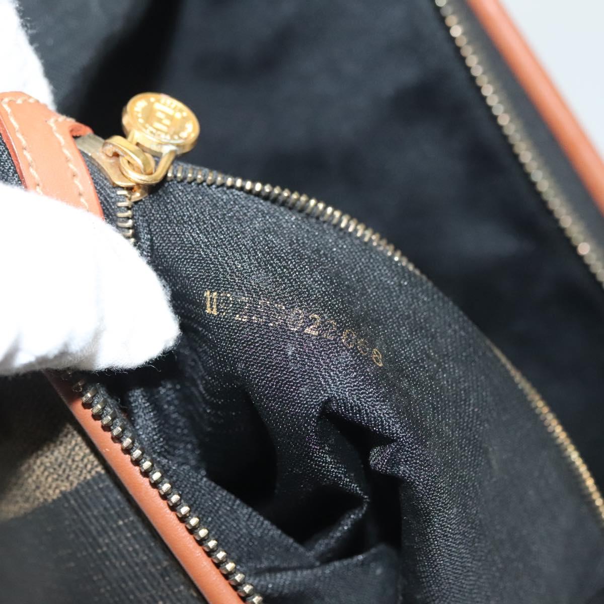 FENDI Pecan Canvas Hand Bag Black Brown Auth 137967