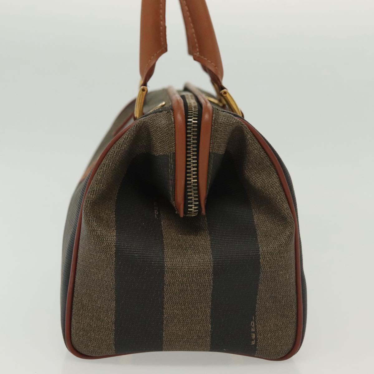 FENDI Pecan Canvas Hand Bag Black Brown Auth 137967