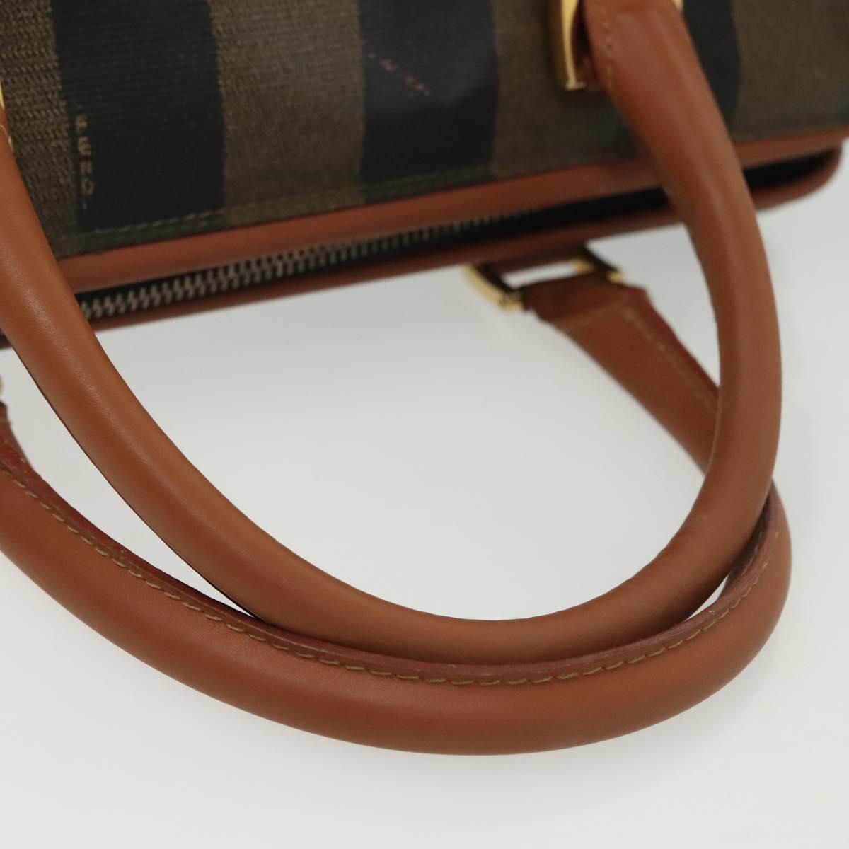 FENDI Pecan Canvas Hand Bag Black Brown Auth 137967