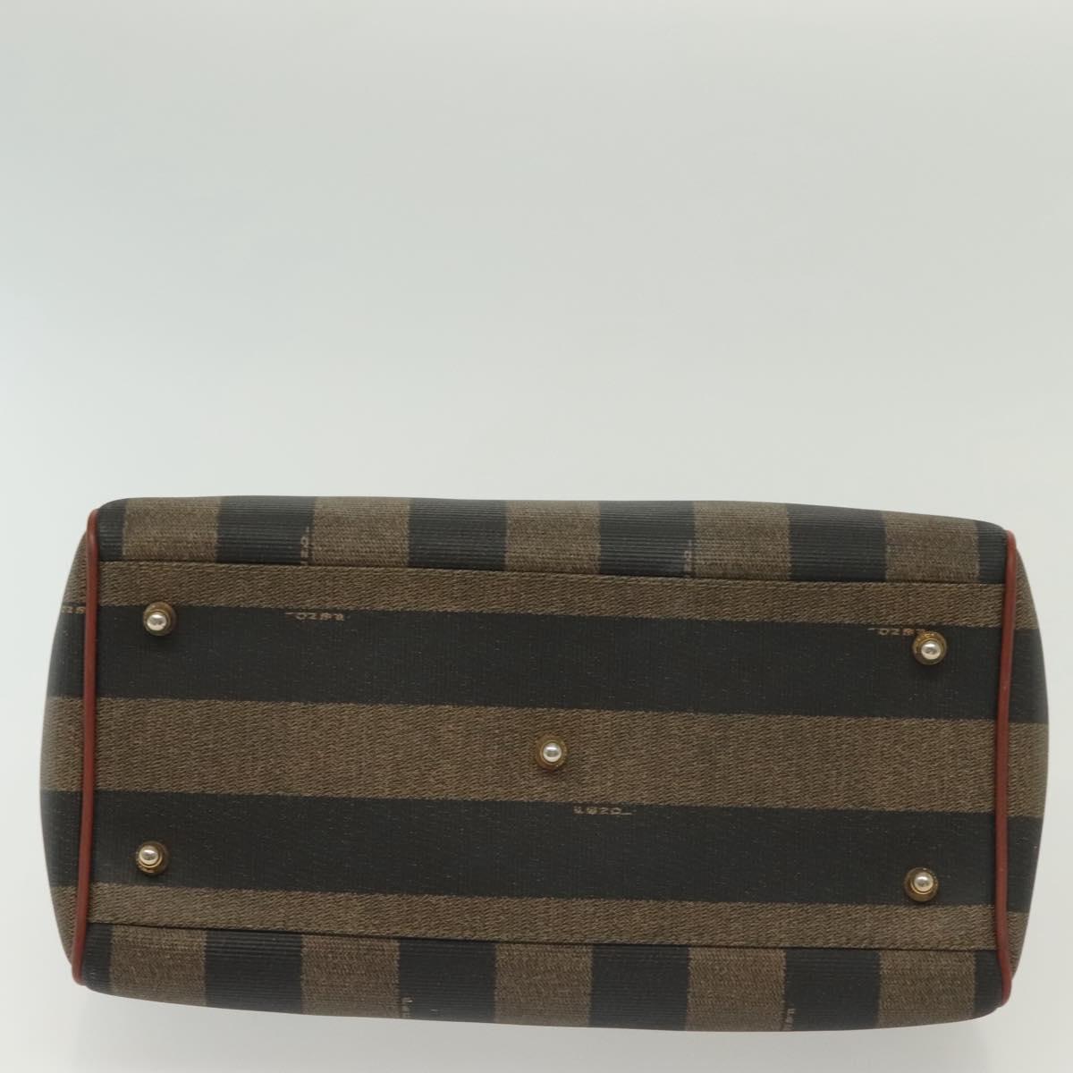 FENDI Pecan Canvas Hand Bag Black Brown Auth 137967