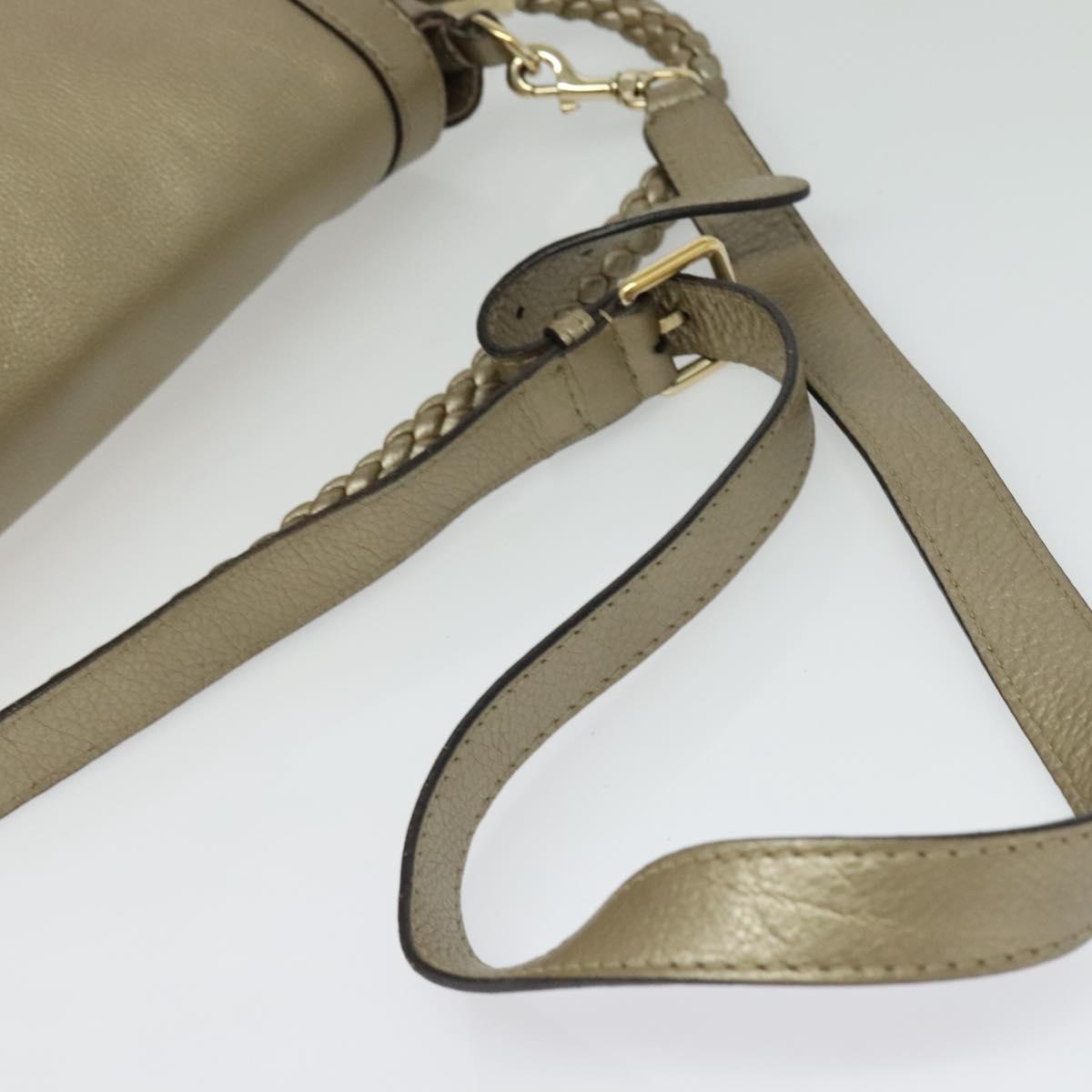 GUCCI GG Canvas Bamboo Shoulder Bag Beige Gold 282301 Auth 137972
